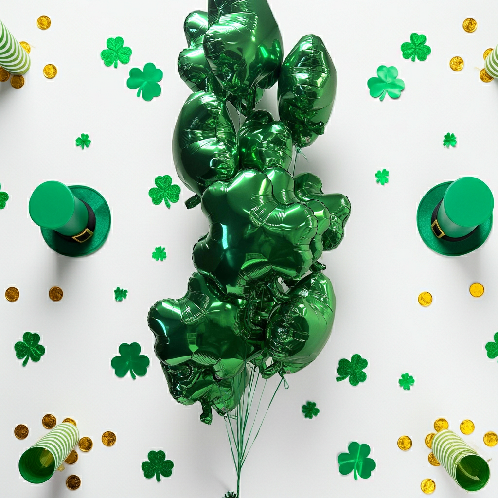 12 Bulk St. Patrick's Day Shamrock Foil Balloons
