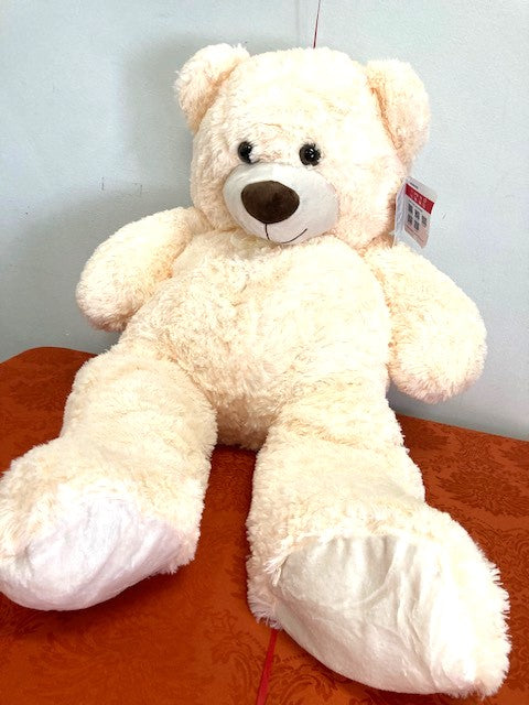 Big plush stuffed teddy bear ivory