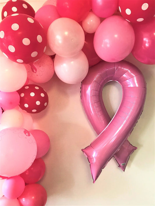 breast cancer organic balloon garland and ribbon balloon