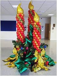 Christmas Candle Columns w/ Foil Holly and Bows