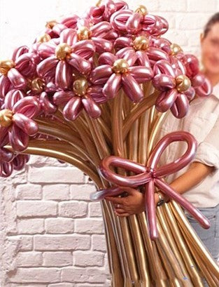pink balloon flowers in a bouquet pink chrome balloon roses