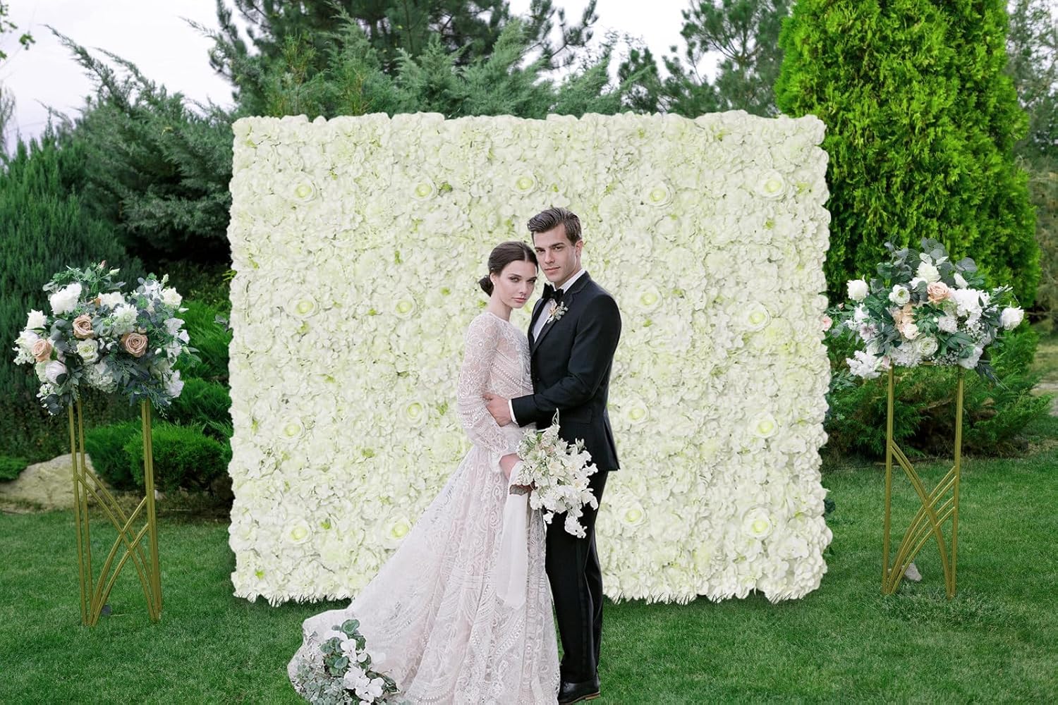 Flower Wall Backdrop Artificial White