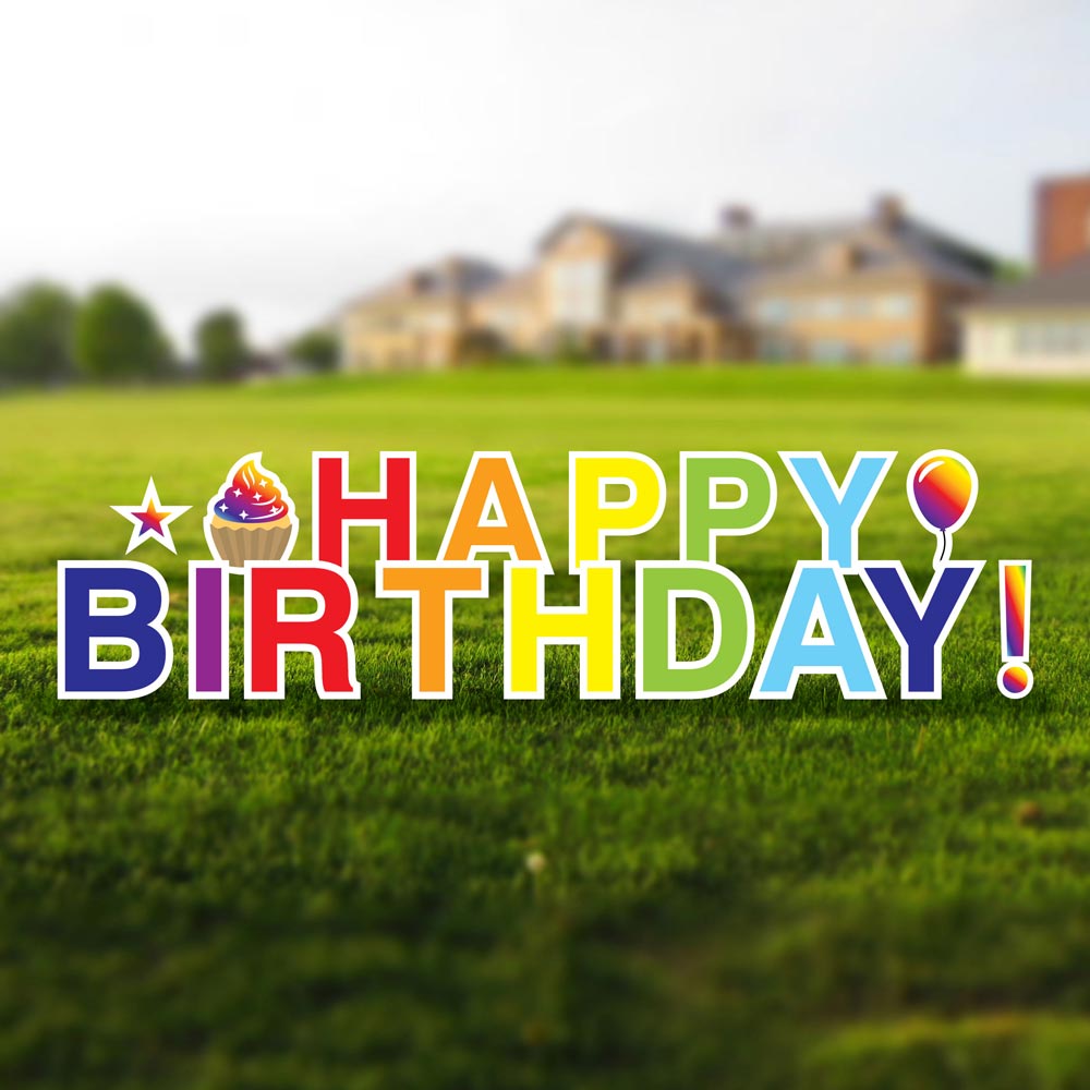 Happy Birthday Yard Sign Pastel Confetti - Rental