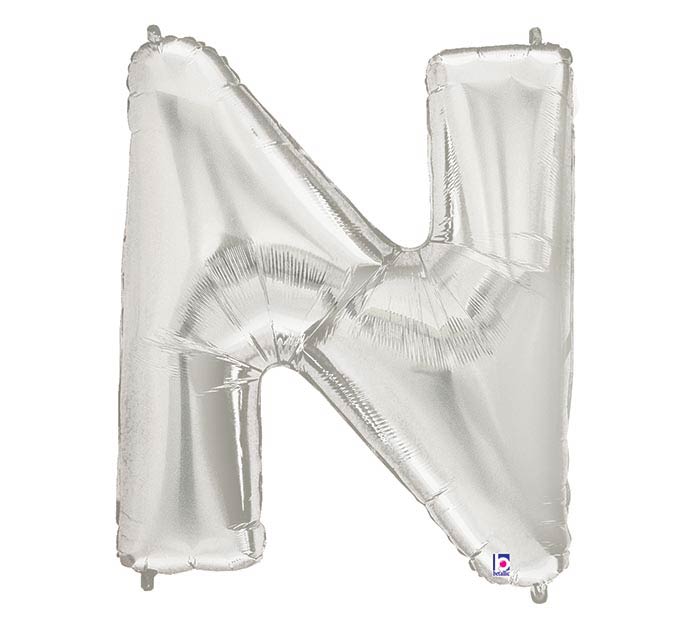 letter n balloon silver
