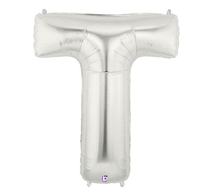 letter t balloon sillver