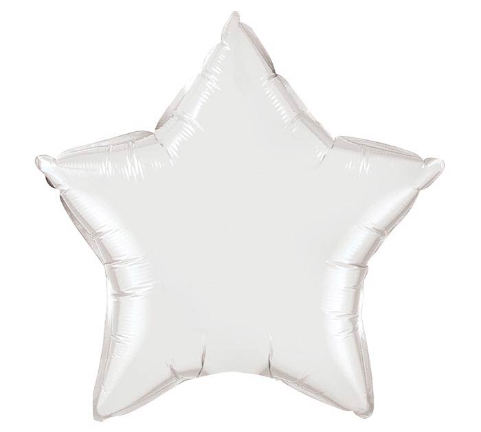 star mylar white balloon