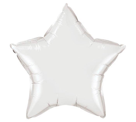 star mylar white balloon