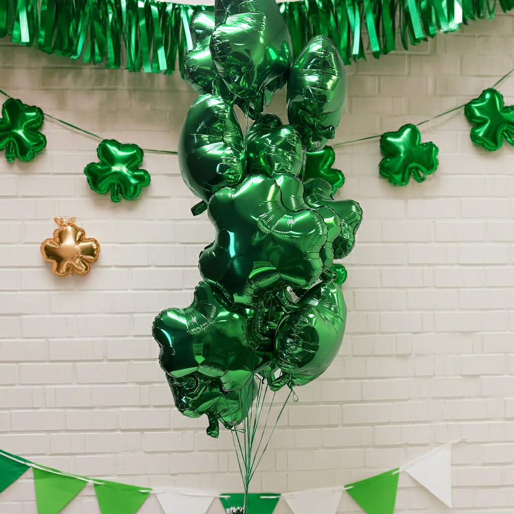 12 Bulk St. Patrick's Day Shamrock Foil Balloons