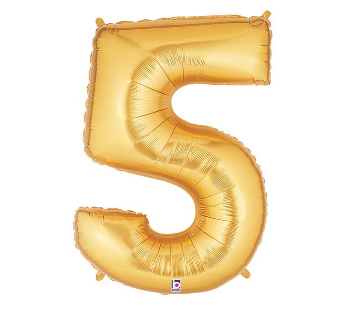 Number 5 gold balloon