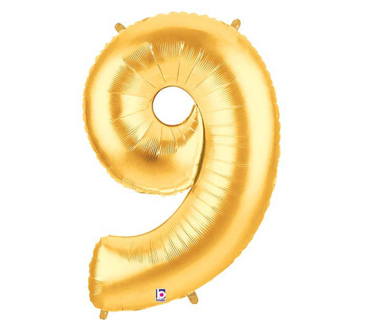 Number 9 Balloon Gold Foil Large