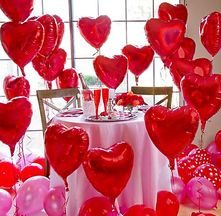red heart shaped foil Valentine balloons