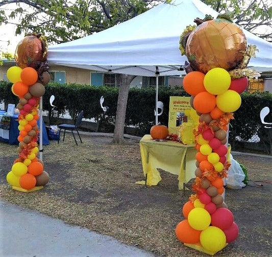 Topiary Fall Columns with leaf accents