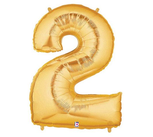 Number 2 Balloon Gold Foil Large