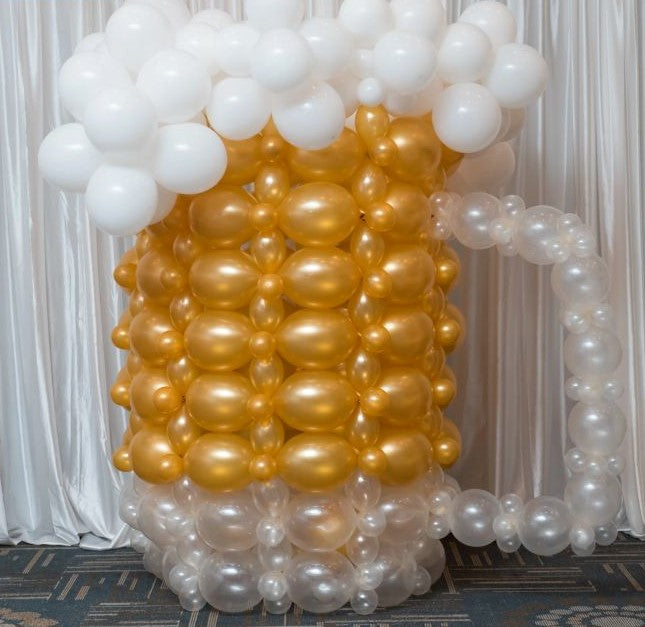 beer balloon sculpture made with link balloons for st patricks day or fathers day